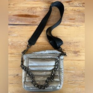 Think Rolyn Silver Quilted Shoulder Bag